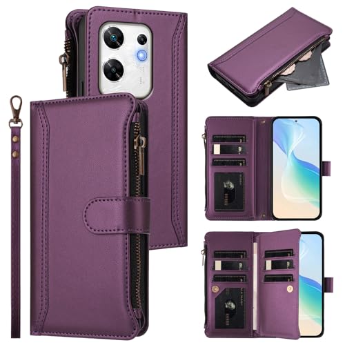 Jiajihua Hülle Kompatibel mit Infinix Zero 30 4G,Kompatibel mit Infinix Zero 30 4G Lanyard【9 Kartenfächer】【Reißverschluss Brieftasche】【Magnetischer Verschluss】 Ständer Purple von Jiajihua