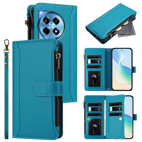 Jiajihua Hülle Kompatibel mit OnePlus 12R 5G,Kompatibel mit OnePlus Ace 3 5G PJE110 Lanyard【9 Kartenfächer】【Reißverschluss Brieftasche】【Magnetischer Verschluss】 Ständer Lakeblue Jiajihua Hülle Kompatibel mit OnePlus 12R 5G,Kompatibel mit OnePlus Ace 3 5G PJE110 Lanyard【9 Kartenfächer】【Reißverschluss Brieftasche】【Magnetischer Verschluss】 Ständer Lakeblue von Jiajihua