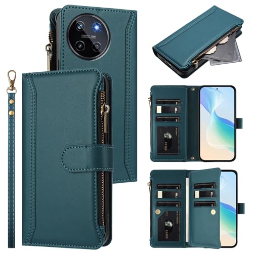 Jiajihua Hülle Kompatibel mit Realme 11 4G RMX3636,Kompatibel mit Realme 11 4G RMX3636 Lanyard【9 Kartenfächer】【Reißverschluss Brieftasche】【Magnetischer Verschluss】 Ständer Green Jiajihua Hülle Kompatibel mit Realme 11 4G RMX3636,Kompatibel mit Realme 11 4G RMX3636 Lanyard【9 Kartenfächer】【Reißverschluss Brieftasche】【Magnetischer Verschluss】 Ständer Green von Jiajihua