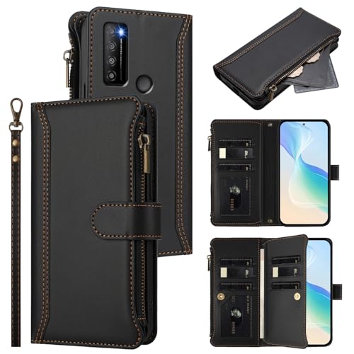 Jiajihua Hülle Kompatibel mit TCL 30 XL,Kompatibel mit TCL 30 XL T701DL Lanyard【9 Kartenfächer】【Reißverschluss Brieftasche】【Magnetischer Verschluss】 Ständer Black Jiajihua Hülle Kompatibel mit TCL 30 XL,Kompatibel mit TCL 30 XL T701DL Lanyard【9 Kartenfächer】【Reißverschluss Brieftasche】【Magnetischer Verschluss】 Ständer Black von Jiajihua