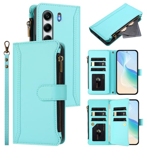 Jiajihua Hülle Kompatibel mit Tecno Camon 40 Pro 4G,Kompatibel mit Tecno Camon 40 Pro 4G CM6 Lanyard【9 Kartenfächer】【Reißverschluss Brieftasche】【Magnetischer Verschluss】 Ständer MintGreen Jiajihua Hülle Kompatibel mit Tecno Camon 40 Pro 4G,Kompatibel mit Tecno Camon 40 Pro 4G CM6 Lanyard【9 Kartenfächer】【Reißverschluss Brieftasche】【Magnetischer Verschluss】 Ständer MintGreen von Jiajihua