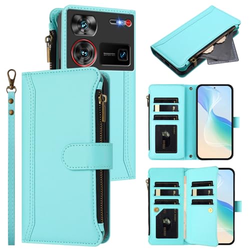 Jiajihua Hülle Kompatibel mit ZTE Nubia Z60 Ultra 5G NX721J,Kompatibel mit ZTE Nubia Z60 Ultra 5G NX721J Lanyard【9 Kartenfächer】【Reißverschluss Brieftasche】【Magnetischer Verschluss】 Ständer MintGreen Jiajihua Hülle Kompatibel mit ZTE Nubia Z60 Ultra 5G NX721J,Kompatibel mit ZTE Nubia Z60 Ultra 5G NX721J Lanyard【9 Kartenfächer】【Reißverschluss Brieftasche】【Magnetischer Verschluss】 Ständer MintGreen von Jiajihua