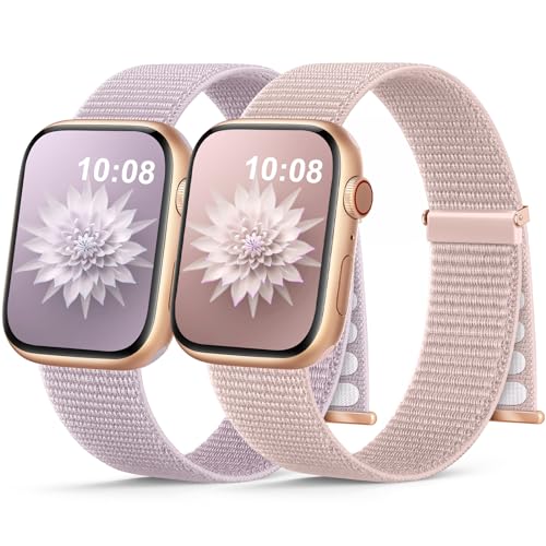 Jiamus 2 Stück Nylon Armband Kompatibel mit Apple Watch Armband 41mm 40mm 38mm 44mm 45mm 49mm,Gewebtes Klettverschluss Sport Loop Armbänder für iWatch Series 9 8 SE 7 6 5 4 3 2 1 Ultra/Ultra 2,06B von Jiamus