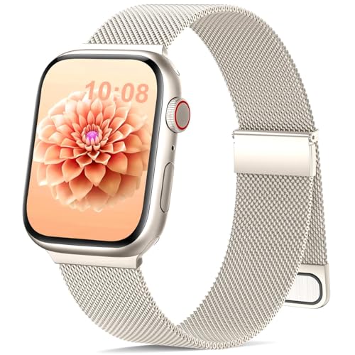 Jiamus Armband Kompatibel mit Apple Watch Armband 40mm 41mm 38mm 42mmm 44mm 45mm 49mm,Magnetisch Metall Edelstahl Ersatzarmband Damen Herren für iWatch Series 8 7 SE 6 5 4 3 2 1 Ultra(Polarstern,01A) von Jiamus