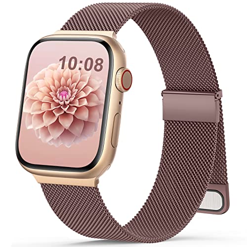 Jiamus Armband Kompatibel mit Apple Watch Armband 40mm 41mm 38mm 42mmm 44mm 45mm 49mm,Magnetisch Metall Edelstahl Ersatzarmband Damen Herren für iWatch Series 8 7 SE 6 5 4 3 2 Ultra(RauchViolett,06A) von Jiamus