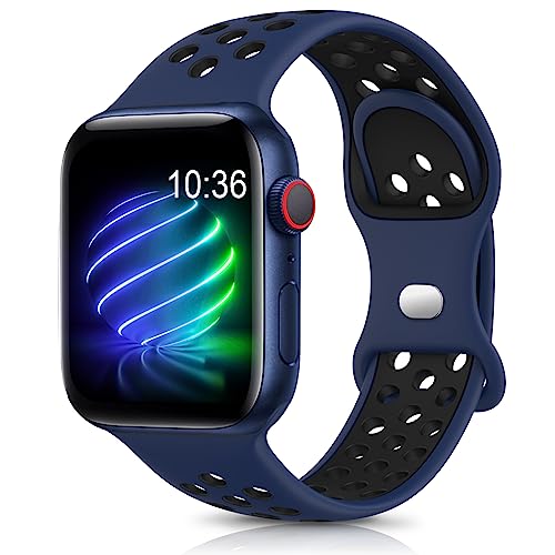 Jiamus Sport Armband Kompatibel mit Apple Watch Armband 44mm 45mm 49mm 42mm 41mm 38mm 40mm Herren Damen,Atmungsaktive Silikon Wasserdicht bänder für Apple Watch Ultra iWatch Series SE 8 7 6 5 4 3 2 1 von Jiamus