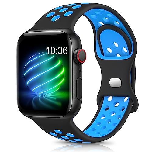 Jiamus Sport Armband Kompatibel mit Apple Watch Armband 44mm 45mm 49mm 42mm 41mm 38mm 40mm Herren Damen,Atmungsaktive Silikon Wasserdicht bänder für Apple Watch Ultra iWatch Series SE 8 7 6 5 4 3 2 1 von Jiamus