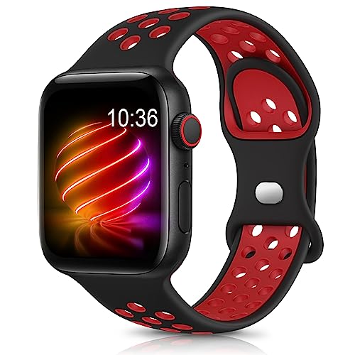 Jiamus Sport Armband Kompatibel mit Apple Watch Armband 44mm 45mm 49mm 42mm 41mm 38mm 40mm Herren Damen,Atmungsaktive Silikon Wasserdicht bänder für Apple Watch Ultra iWatch Series SE 8 7 6 5 4 3 2 1 von Jiamus