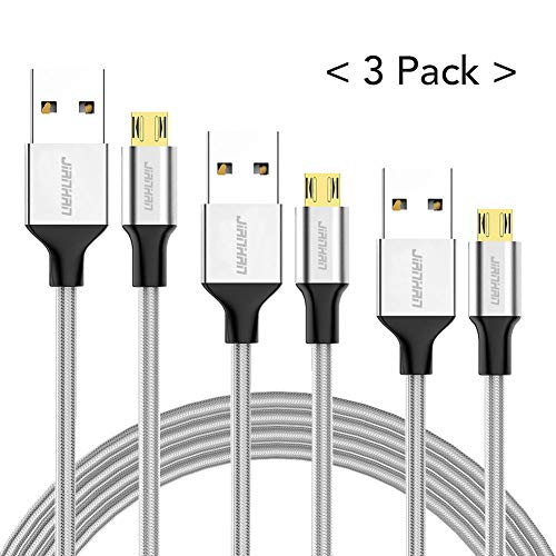 JianHan Micro USB Kabel,3er Pack Reversibles USB Ladekabel USB 2.0 für Micro Data Sync und Ladekabel für Samsung,HTC,Sony,LG und Andere Android Geräte (0.5m /1m /2m,Silber) von JianHan