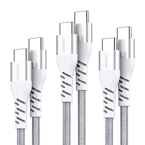 JianHan USB C auf USB C Kabel [3 Pack 1M+2M+3M] Ladekabel USB-C Schnellladekabel PD 60W 3A Typ C Cable für Samsung Galaxy S22 S21 Ultra S20,Google Pixel 3a/3a XL,iPad Pro,MacBook Pro (Silber) von JianHan