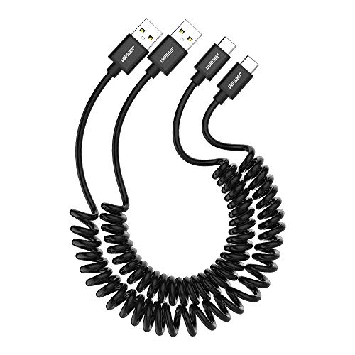 JianHan USB Typ C Kabel Spiralkabel 2 Pack USB 2.0 5ft Type C Ladekabel Fast Charge für Samsung Galaxy S10/ S9/ S8 Plus Note 9 8, Huawei P20 Mate20,LG G6 G5 V20 V30,Google Pixel 2,2XL von JianHan