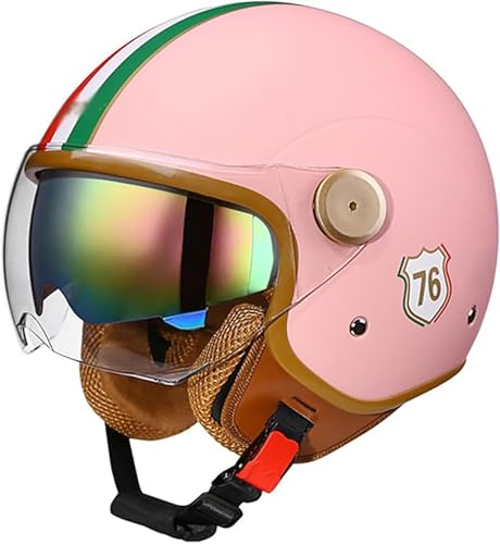 ABS-Schale Motorradhelm 3/4 Halbhelm Cooler Jethelm Für Männer Und Frauen Chopper Scooter ATV Chopper Ultradünne Beanie-Kappe G,XL/(61~62cm) von JianJud