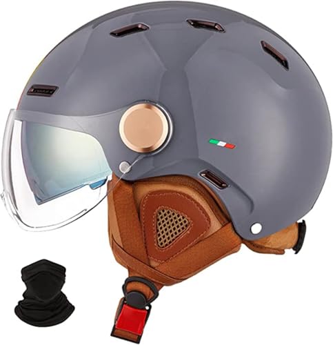 Motorradhelm, Motorradhelm Für Erwachsene, Doppelvisier, 3/4-Öffnungsfläche, Ultradünne Beanie-Kappe Für Männer Und Frauen B,M/(59~62cm) von JianJud