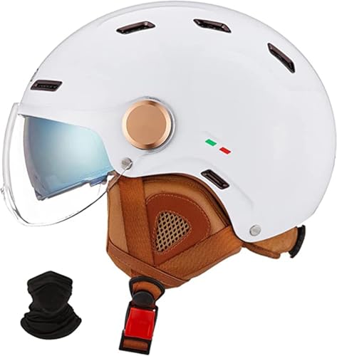Motorradhelm, Motorradhelm Für Erwachsene, Doppelvisier, 3/4-Öffnungsfläche, Ultradünne Beanie-Kappe Für Männer Und Frauen C,M/(59~62cm) von JianJud