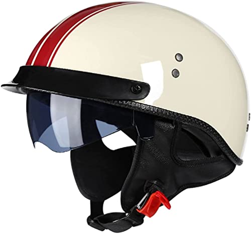 Motorradhelme Für Erwachsene Mit Offenem Gesicht, ECE-Zertifizierter Motorrad-Jet-Halbhelm Mit Visier, Unisex-E-Bike-Motorradhelm Für Moped-Pilot, Roller, Sturzhelm A,M/(55~56cm) von JianJud
