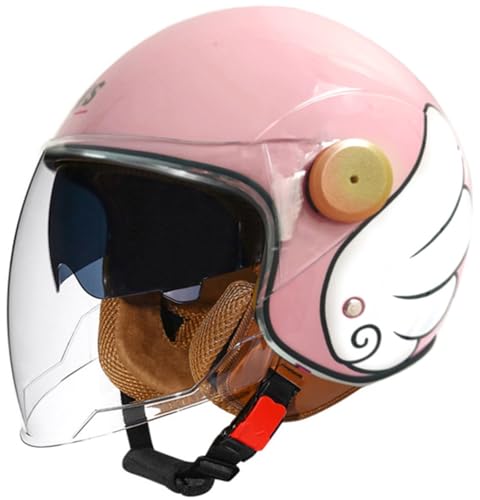 Offener Motorradhelm mit Visier, Retro-Mopedhelme für Erwachsene für Männer und Frauen, Vintage-Halbgesichts-Motorradhelm für Scooter, Chopper, Cruiser B,M/(57~58cm) von JianJud