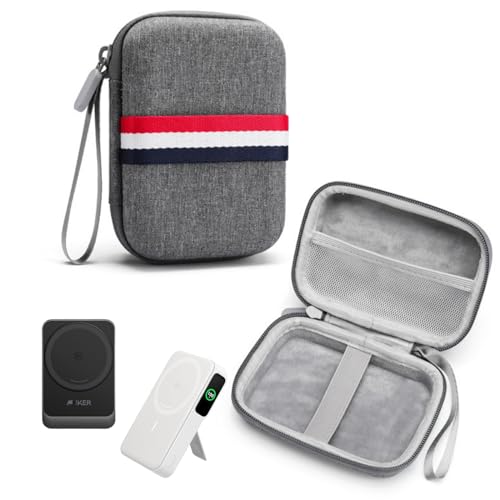 Tragetasche für Anker MagGo Power Bank 10000mAh/6600mAh/MagGo 3-in-1 Ladestation, Reiseetui Sturzsicher & Wasserdicht (Grau) von JiangJiangBao