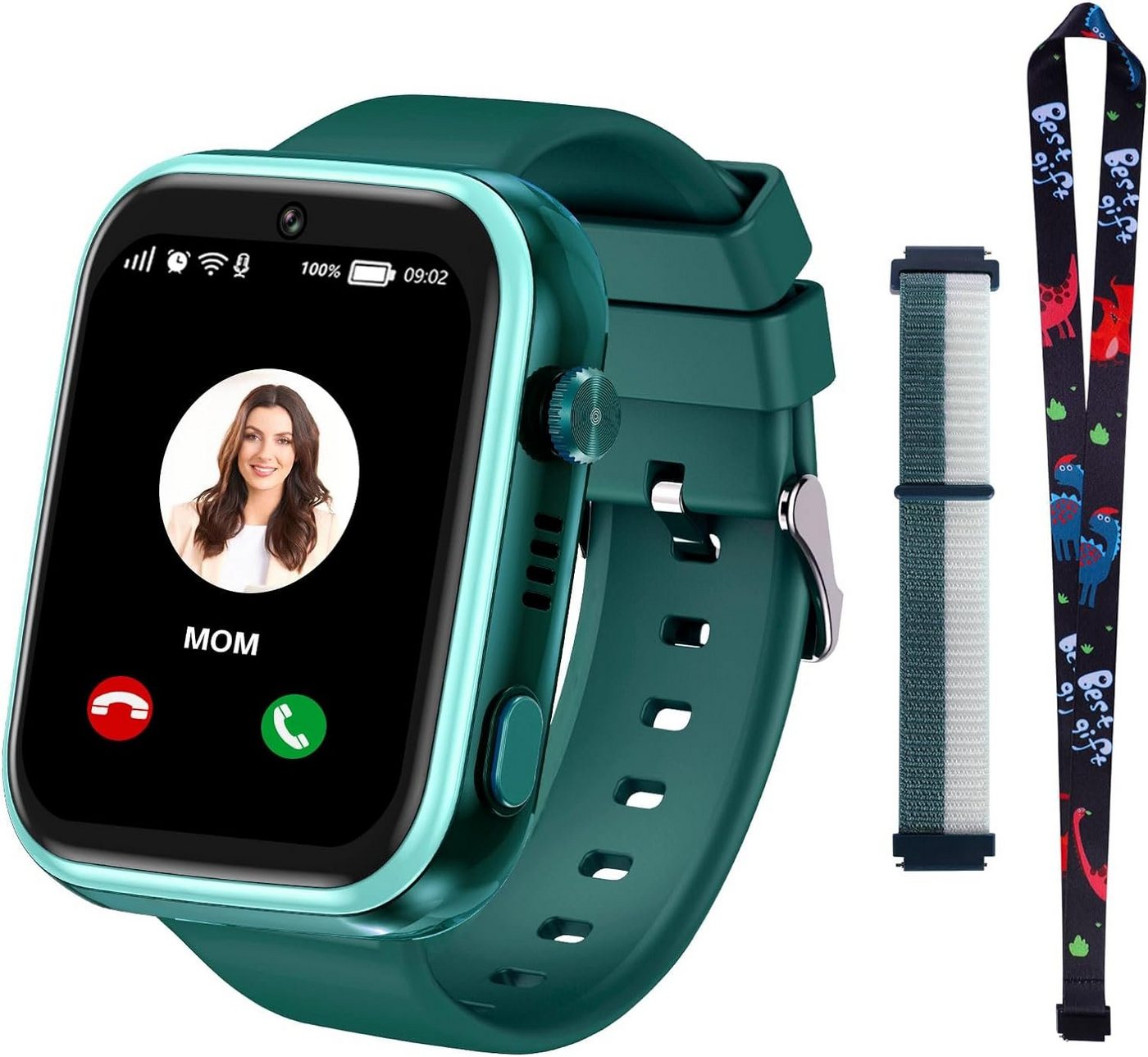 Jianyana Smartwatch (1,4 Zoll, 4G), Kinder-Smartwatch 4G GPS, Telefon Video, SMS, Kamera, Musik, Geschenk von Jianyana