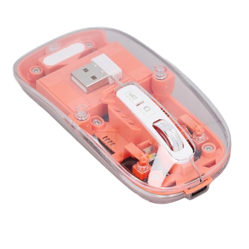 Jiawu Kabellose Maus, 3 Modi (BT1/BT2/2,4 G), Leichte Maus, Transparent, Klar, Kühl, Wiederaufladbar, Leise Computermäuse mit USB-Empfänger, RGB-Lichter, Bluetooth-Maus für Büro/PC von Jiawu