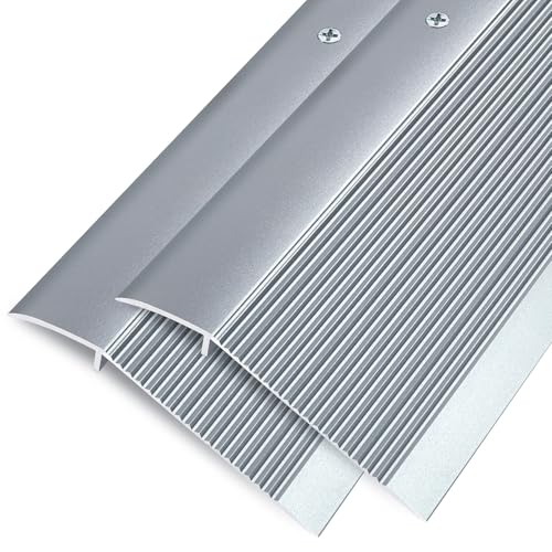 Jiekayi Aluminium-Boden-Übergangsstreifen, Türschwellen, Brücke mit einer Höhe von weniger als 4,1 cm, für Fliesen, Hartholz, Laminat, Vinyl, Beton, Größe 91,4 x 9,9 x 0,9 cm, Grau, 2 Stück von Jiekayi