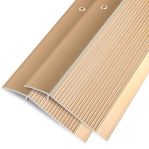 Jiekayi Aluminium-Boden-Übergangsstreifen, Türschwellen, Brücke mit einer Höhe von weniger als 4,1 cm, für Fliesen, Hartholz, Laminat, Vinyl, Beton, Größe 91,4 x 9,9 x 0,9 cm (Gold, 2 Stück) von Jiekayi