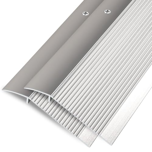 Jiekayi Aluminium-Boden-Übergangsstreifen, Türschwellen, Brücke mit einer Höhe von weniger als 4,1 cm, für Fliesen, Hartholz, Laminat, Vinyl, Beton, Größe 91,4 x 9,9 x 0,9 cm (Silber, 2 Stück) Jiekayi Aluminium-Boden-Übergangsstreifen, Türschwellen, Brücke mit einer Höhe von weniger als 4,1 cm, für Fliesen, Hartholz, Laminat, Vinyl, Beton, Größe 91,4 x 9,9 x 0,9 cm (Silber, 2 Stück) von Jiekayi