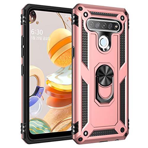 Jierich Hülle für LG K41S/LG K51S Hülle Outdoor,stoßfeste Dual-Layer-Rüstung [Kompatible Magnetische Autohalterung] Schutzhülle für LG K41S/LG K51S-Roségold von Jierich