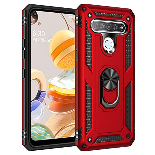 Jierich Hülle für LG K41S/LG K51S Hülle Outdoor,stoßfeste Dual-Layer-Rüstung [Kompatible Magnetische Autohalterung] Schutzhülle für LG K41S/LG K51S-Rot von Jierich