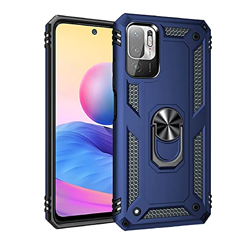 Jierich Hülle für Xiaomi Poco M3 Pro 5G/Redmi Note 10 5G Hülle Outdoor,stoßfeste Dual-Layer-Rüstung [Kompatible Magnetische Autohalterung] Schutzhülle,Blau von Jierich