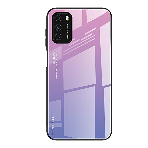 Jierich Hülle für Xiaomi Poco X4 Pro 5G Handyhülle,Farbverlauf aus Gehärtetem Glas Stoßfest Mobile Rückseite Case Cover,Kratzfeste Handytasche Silikonhülle Schutzhüllen Pink Lila von Jierich
