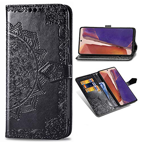 Jierich Leder Hülle für Xiaomi Poco X3/X3 Pro/X3 NFC Hülle,[Kartensteckplätze][Stand Feature][Magnetic Closure Snap] Leder Weich Silikon Wallet Flipcase Cover Handyhülle,Schwarz von Jierich