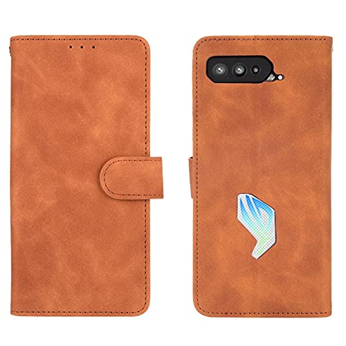 Jierich für Asus ROG Phone 5 Hülle,Premium Leder Flip Wallet Schutzhülle,mit Kartensteckplätze Standfunktion und Magnetisch PU Tasche Schutzhülle passt für Asus ROG Phone 5-Braun von Jierich