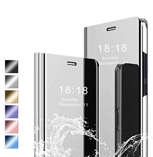Jierich für Samsung Galaxy A33 5G Hülle,Plating Smart Clear View Case Flip Handyhülle mit Standfunktion Anti-Scratch Bookstyle Tasche Schutzhülle Silber von Jierich