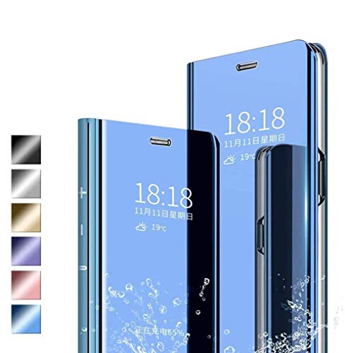 Jierich für Samsung Galaxy S21 FE 5G Hülle, Plating Smart Clear View Case Flip Handyhülle mit Standfunktion Anti-Scratch Bookstyle Tasche Schutzhülle für Samsung Galaxy S21 FE 5G-Blau von Jierich