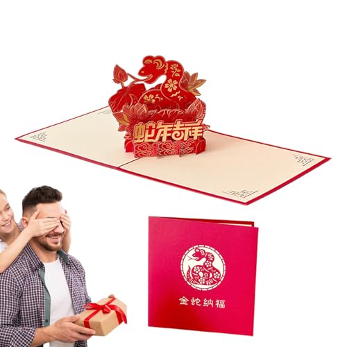 Jiimhte 2025 Jahr der Schlange Karte - Chinesisches Neujahr 2025 Grußkarten - Frühlingsfest Grußkarten mit Umschlag für Freunde, Familie von Jiimhte