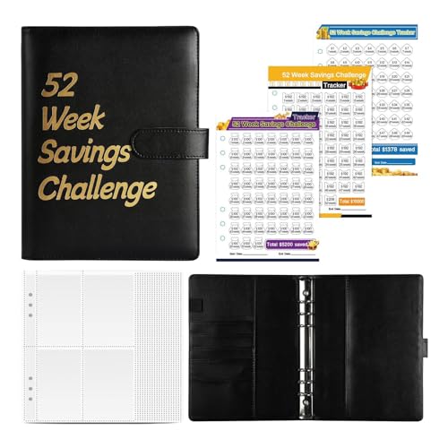 Sparbuch, Budget Planner, A5 Sparchallenge Budgetplaner, Budget Binder, 52 Wochen Finanzplaner Haushaltsbuch Geld Organizer, A5 Geldspardose Geldbinder Geldsparbuch, Lustiger Budgetordner von Jiimhte