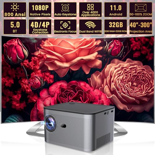 Beamer,1080P Full HD 4K Beamer,800 ANSI Video Beamer,18000 Lumens Bluetooth 5.0 WiFi 6 Beamer Unterstützung Android OS 11.0,Kompatibel mit TV,PC,USB,TV Stick,Laptop,Fire Stick Beamer,1080P Full HD 4K Beamer,800 ANSI Video Beamer,18000 Lumens Bluetooth 5.0 WiFi 6 Beamer Unterstützung Android OS 11.0,Kompatibel mit TV,PC,USB,TV Stick,Laptop,Fire Stick von Jiltlu