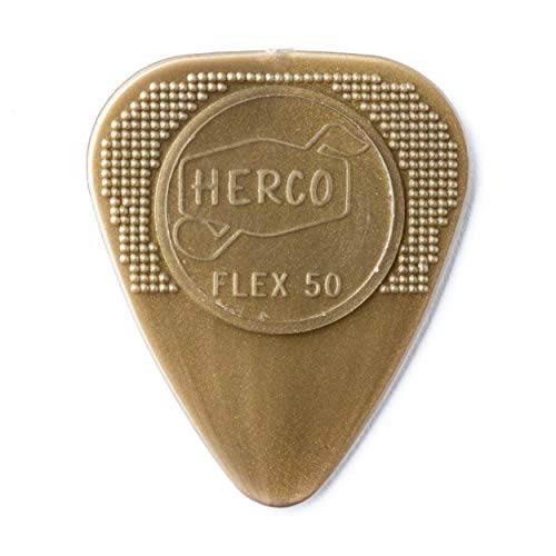 Herco HE210 Flex 50 Nylon Flat Picks, Gold, Medium, 100/Bag von Jim Dunlop