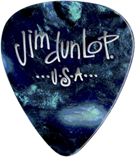 JIM DUNLOP Plektrum Genuine Celluloid Classic, 12 Stück, Perlentürkis, Flexibel von Jim Dunlop