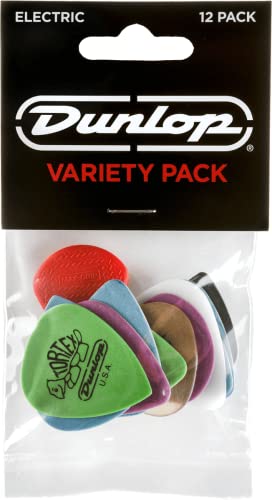 JIM DUNLOP Plektrum Variety Pack E-Gitarre, 12 Stück, Multicolor, Ultex, Tortex, Jazz III, Gator Grip, Max Grip von Jim Dunlop