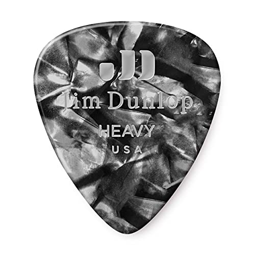 JIM DUNLOP Plektrum Genuine Celluloid Classic, 12 Stück, Perlschwarz, Stark von Jim Dunlop