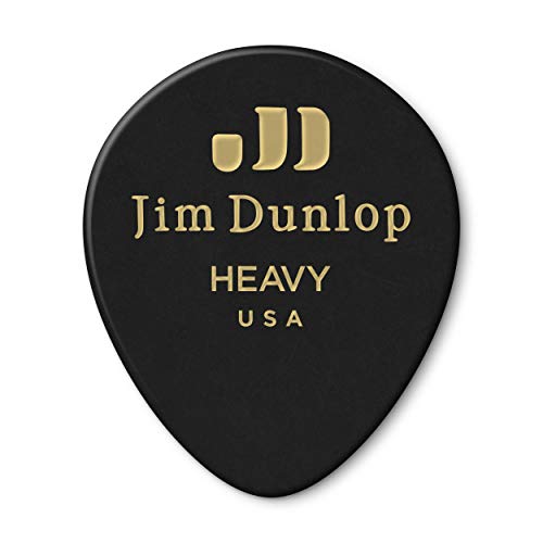 JIM DUNLOP Plektrum Genuine Celluloid Teardrop, 12 Stück, Schwarz, Stark von Jim Dunlop