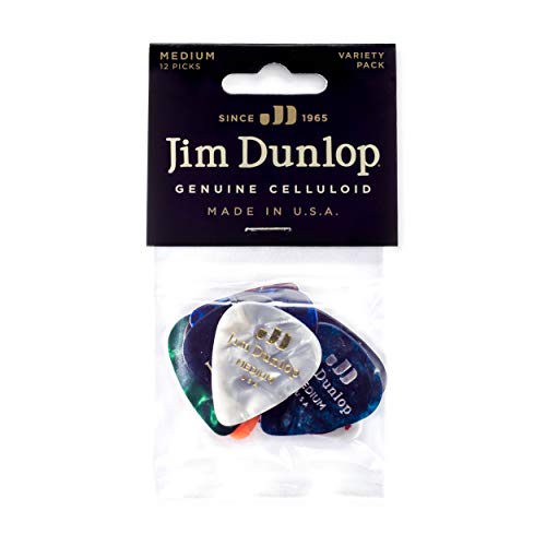 JIM DUNLOP Plektrum Variety Pack Genuine Celluloid Medium, 12 Stück, Multicolor von Jim Dunlop