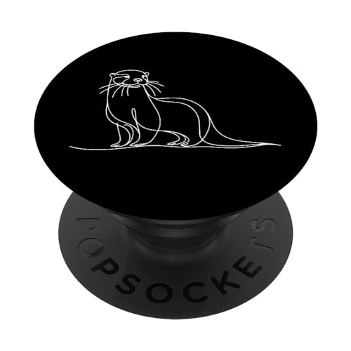 Elegante Linienkunst, einfaches Zeichnen, Kunstwerk, Otter PopSockets Klebender PopGrip von Jimbeels