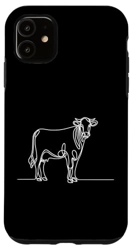Hülle für iPhone 11 Elegante Linienkunst, einfaches Zeichnen, Kunstwerk, Kuh von Jimbeels