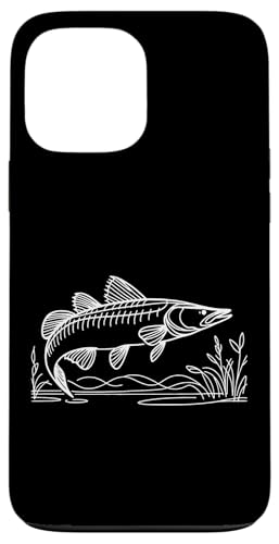Hülle für iPhone 13 Pro Max Line Art Fish Aquarist & Ichthyologe Muskellunge von Jimbeels