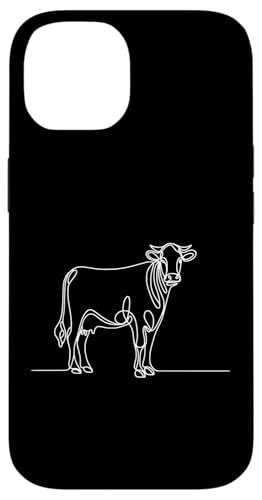 Hülle für iPhone 14 Elegante Linienkunst, einfaches Zeichnen, Kunstwerk, Kuh von Jimbeels