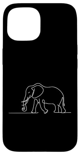 Hülle für iPhone 15 Elegante Linienkunst, einfaches Zeichnen, Kunstwerk, Elefant von Jimbeels