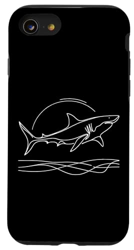Hülle für iPhone SE (2020) / 7 / 8 Elegantes Linienbild Meerestier Großer Weißer Hai von Jimbeels