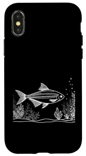 Hülle für iPhone X/XS Line Art Fisch- und Ichthyologin Pristella Tetra von Jimbeels